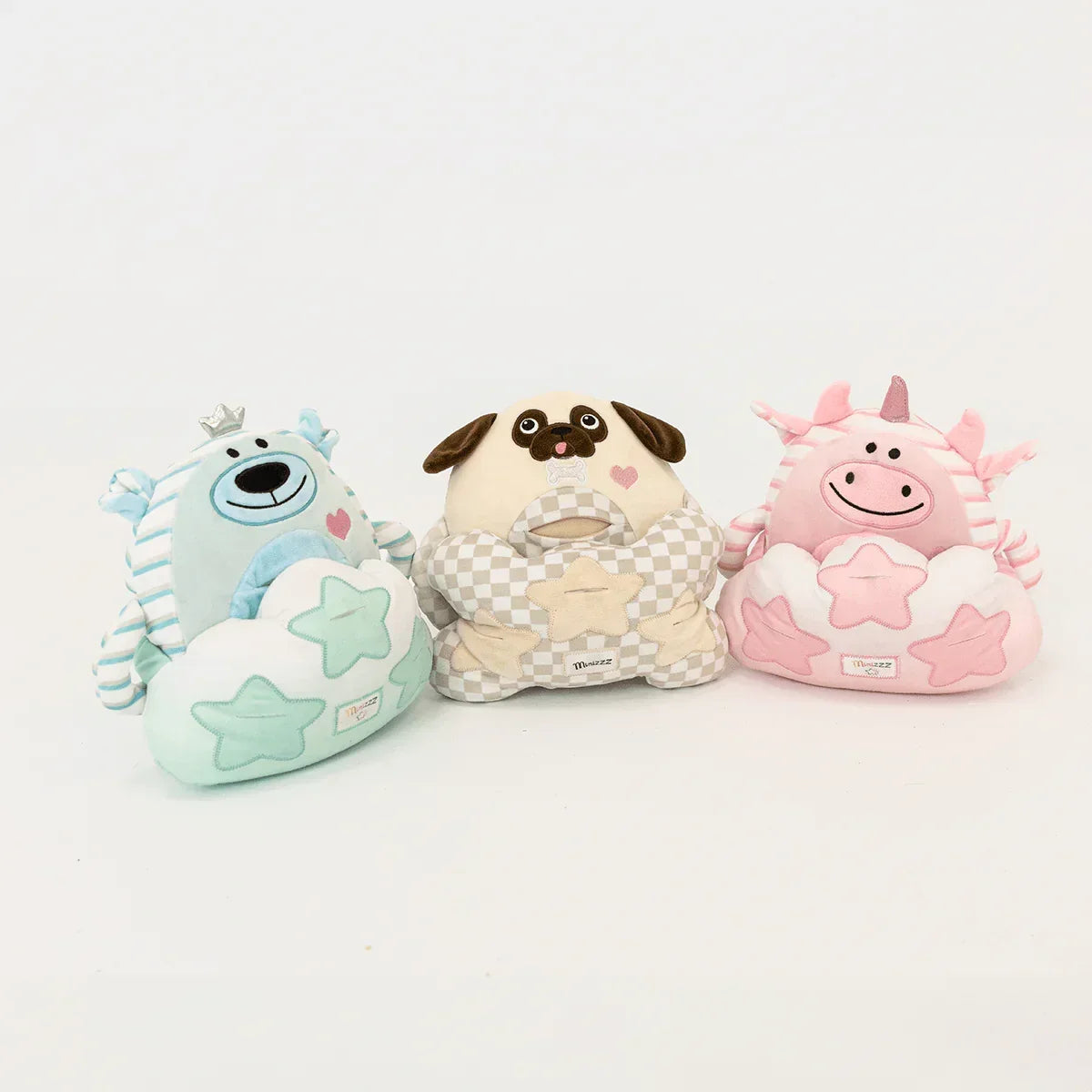 Trio Minizzz bundle 3 toutous évolutifs Nico Mimi Lulu avec veilleuse